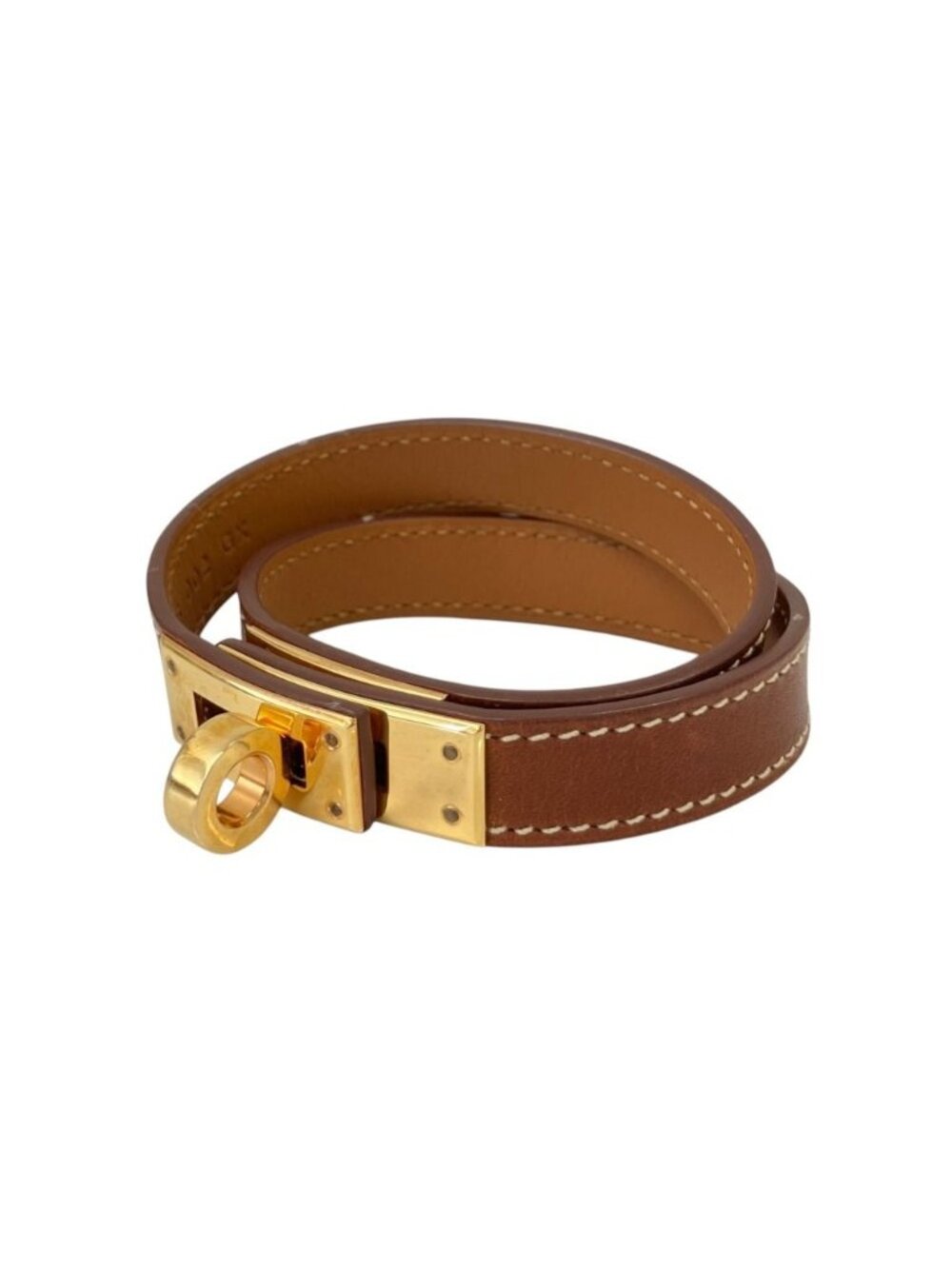 Hermes Kelly Bangle Double Tour Vorswist Bracelet S Gold Colored Brown